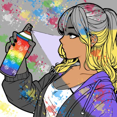 a realistic girl spray, painting