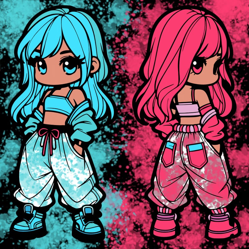 girl in crop top and baggy pants