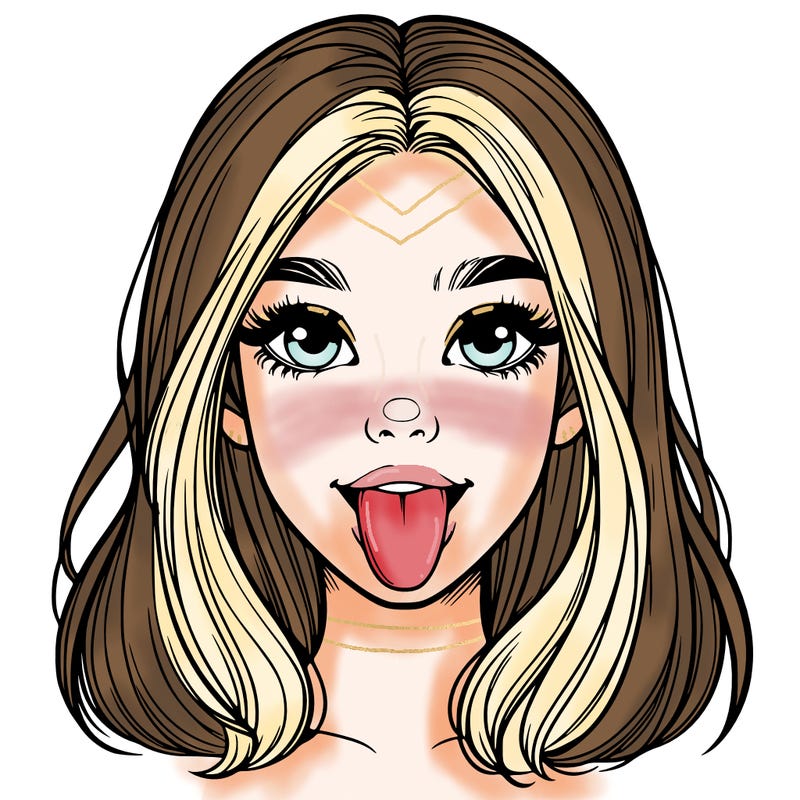 realistic girl with her tongue out