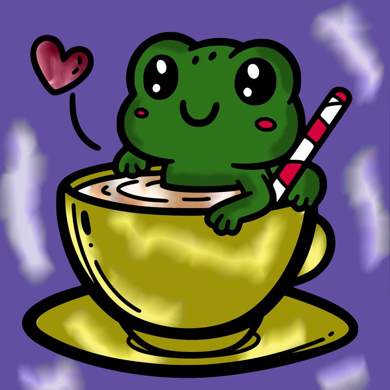 cute frog in a tea cup