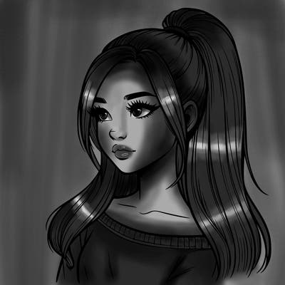 realistic girl with a high ponytail