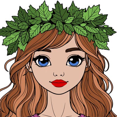 realistic girl with fall leaf crown
