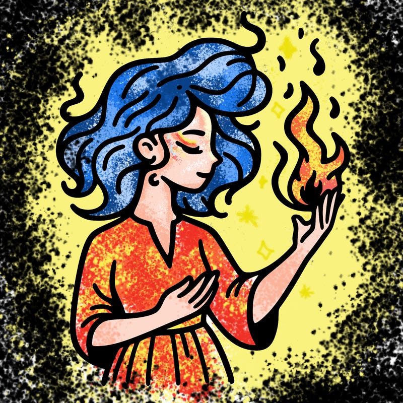 woman with fire