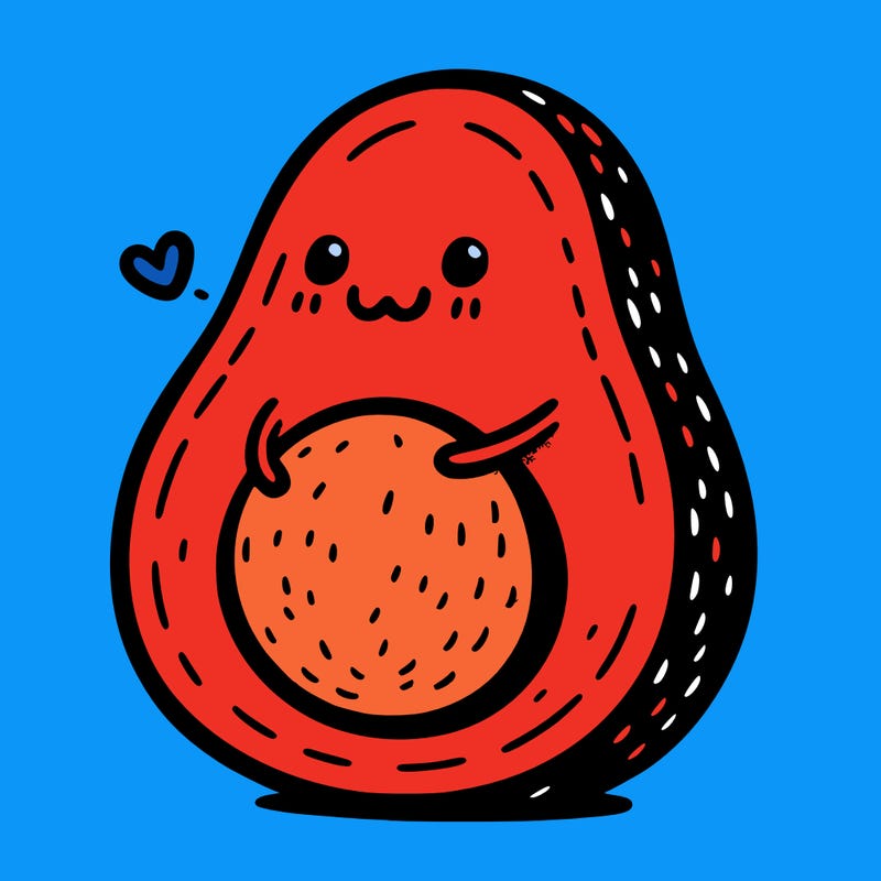 an avocado hugging an avocado