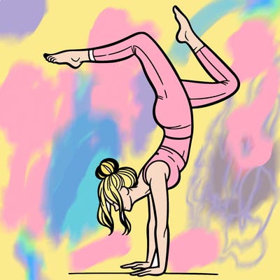 a woman doing a handstand