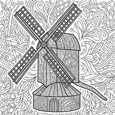 Unleash your creativity with this unique Zentangle Post Mill coloring page. Dive into a world of intricate patterns and bring this historical windmill to life with your favorite colors.