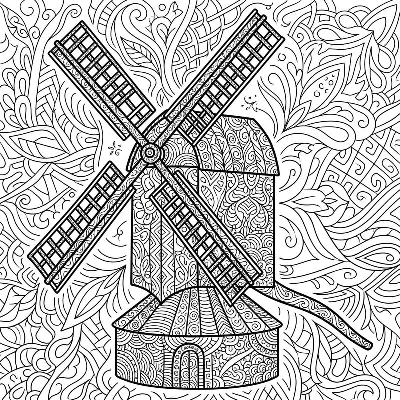 Unleash your creativity with this unique Zentangle Post Mill coloring page. Dive into a world of intricate patterns and bring this historical windmill to life with your favorite colors.