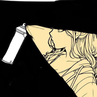 a realistic girl spray, painting