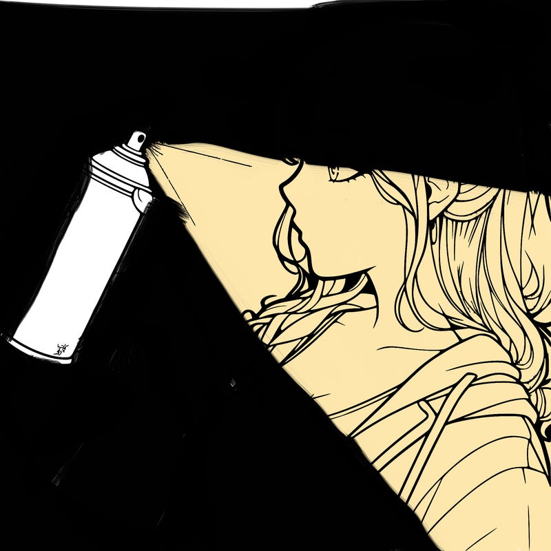 a realistic girl spray, painting