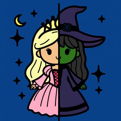 split princess and witch