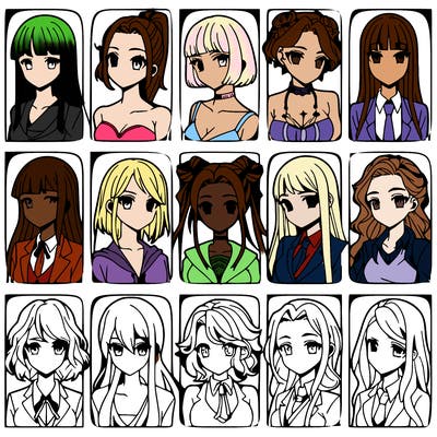 girls that look diffrent anime