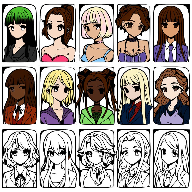 girls that look diffrent anime