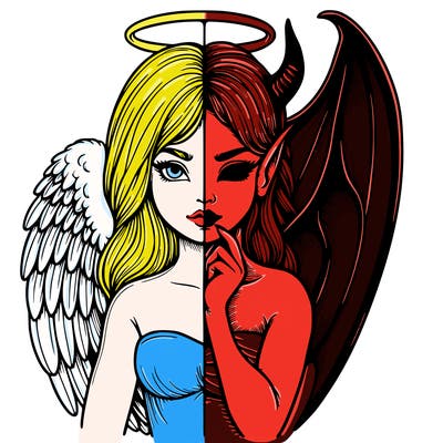 realistic angel half demon