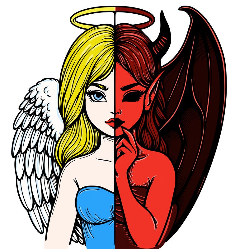 realistic angel half demon