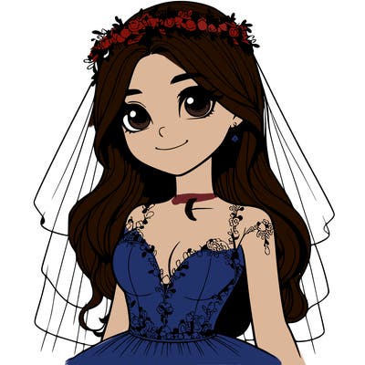 realistic girl in a wedding dress