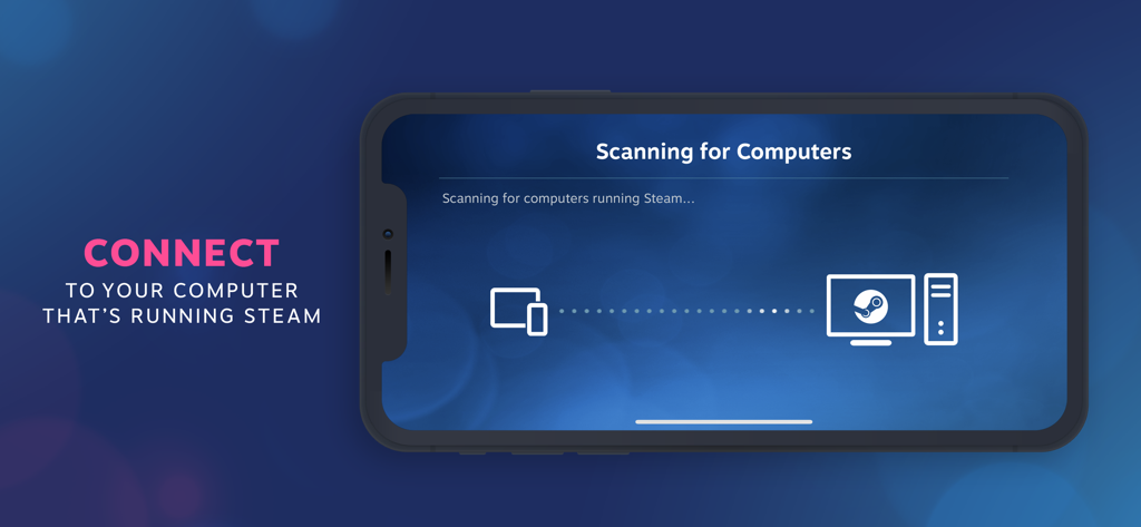 Steam Link app screen scanning for local computers running Steam to establish a remote connection