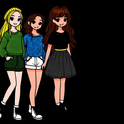 a group of five girls