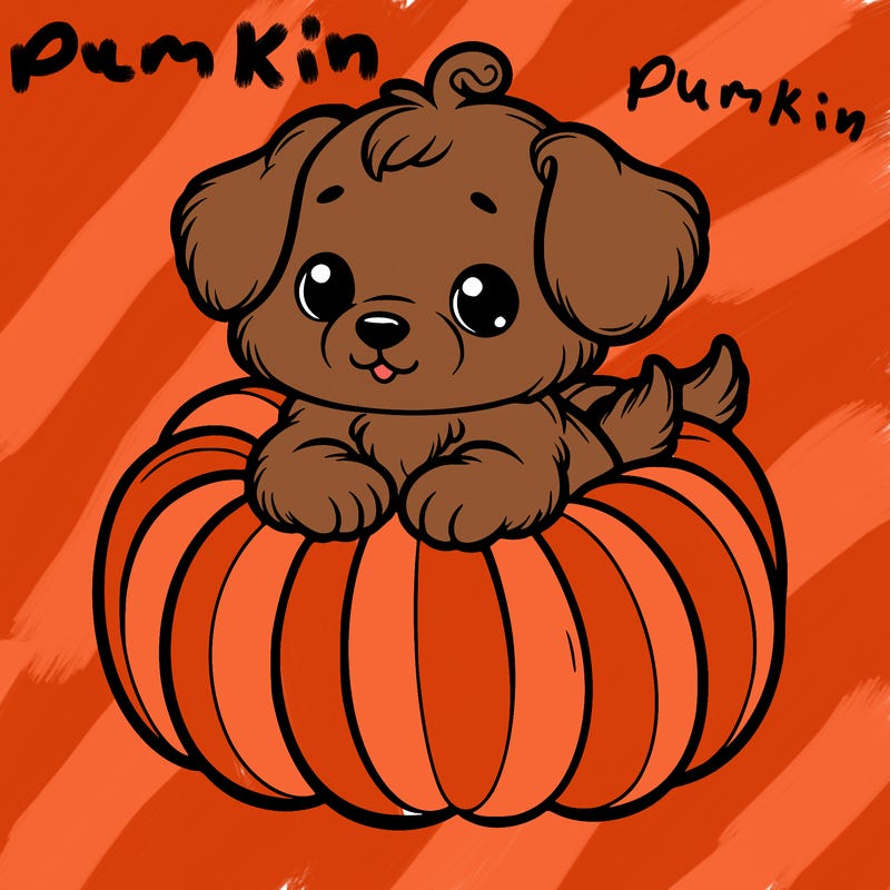 cute little puppy in a pumpkin