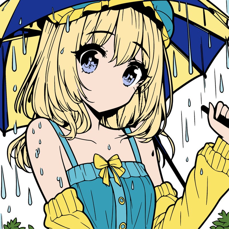 pretty anime girl in the rain