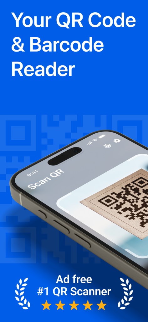 Your QR Code & Barcode Scanner - Un iPhone escaneando un código QR usando la aplicación gratuita de anuncios Tu Escáner de Códigos QR y Barras