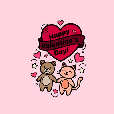 a simple valentines day coloring page with mo people