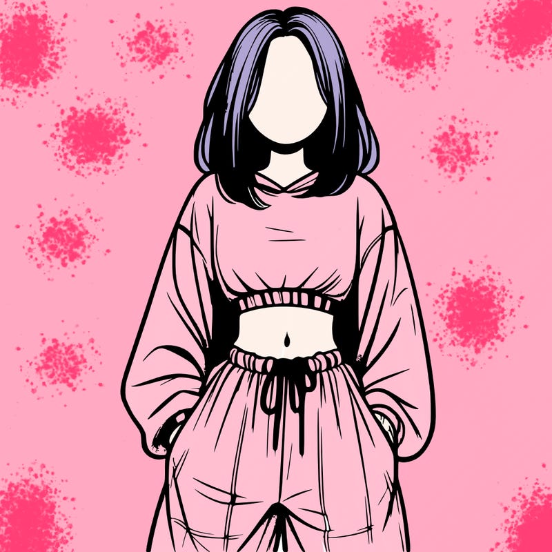 realistic girl faceless with baggy pants and a crop top