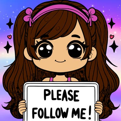 a girl holding  a sign  saying please  follow  me