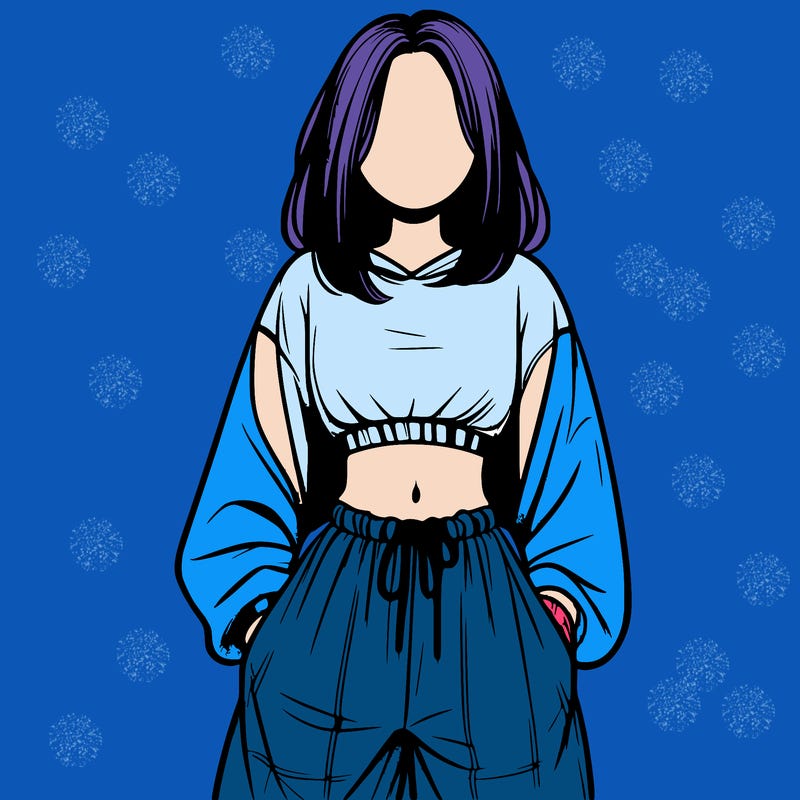 realistic girl faceless with baggy pants and a crop top