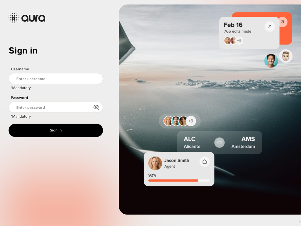 Ink Aura - Sign in screen for the Ink Aura airport lounge management tool