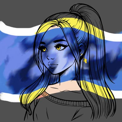 realistic girl with a high ponytail