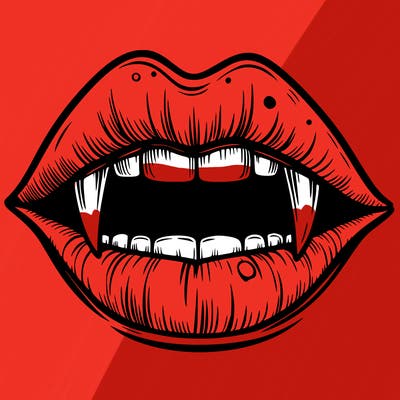 lips with vampire teeth