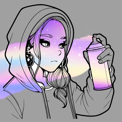 a realistic girl, spray painting