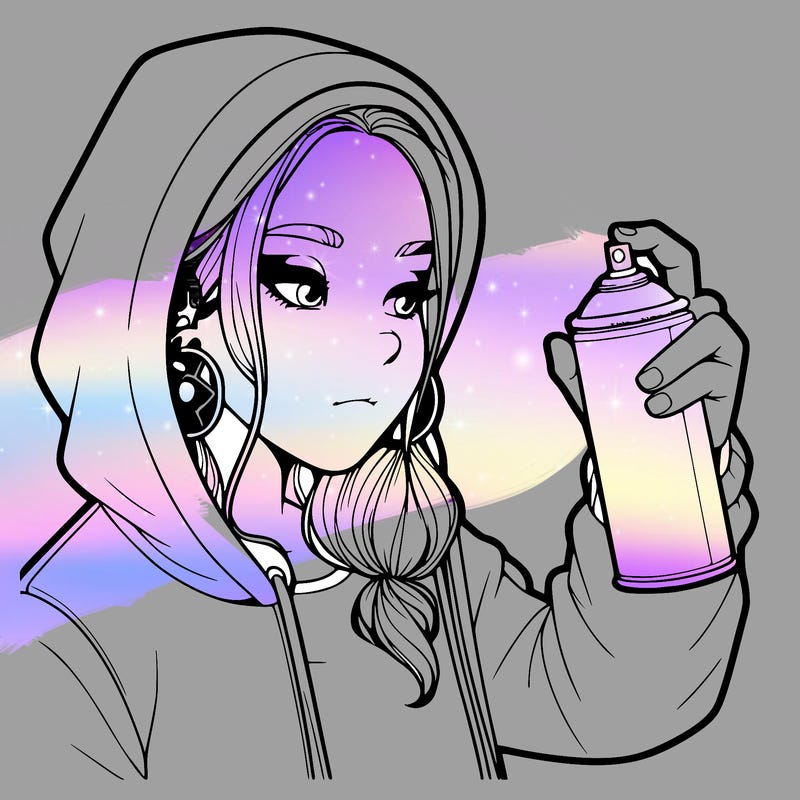 a realistic girl, spray painting