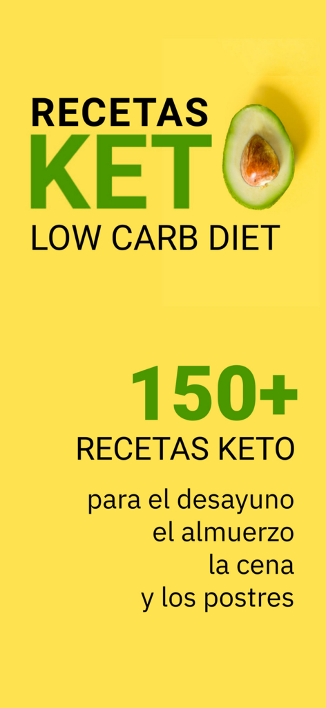 Aplicación de recetas keto con 150 recetas para desayuno, almuerzo, cena y postres