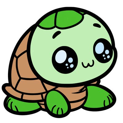 cute little animated turtle