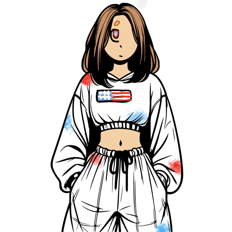 realistic girl faceless with baggy pants and a crop top