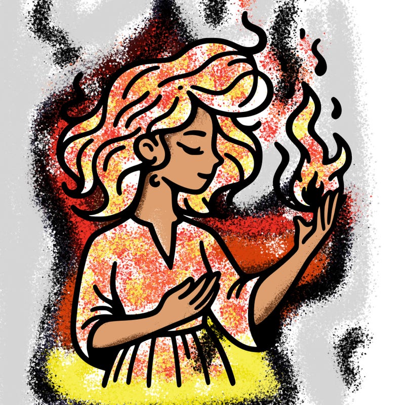 woman with fire