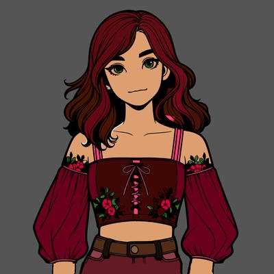 realistic girl with crop top