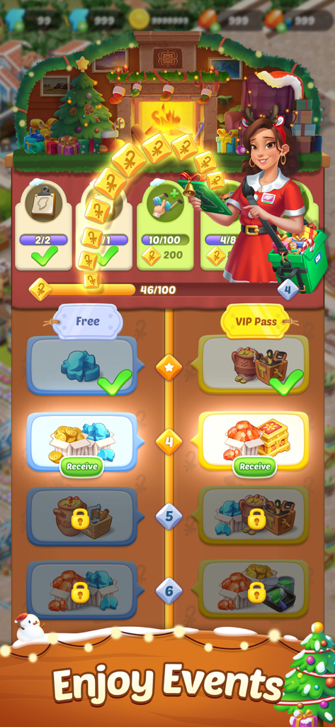 Seaside Escape holiday themed event screen featuring the character Rowan and a reward progression track