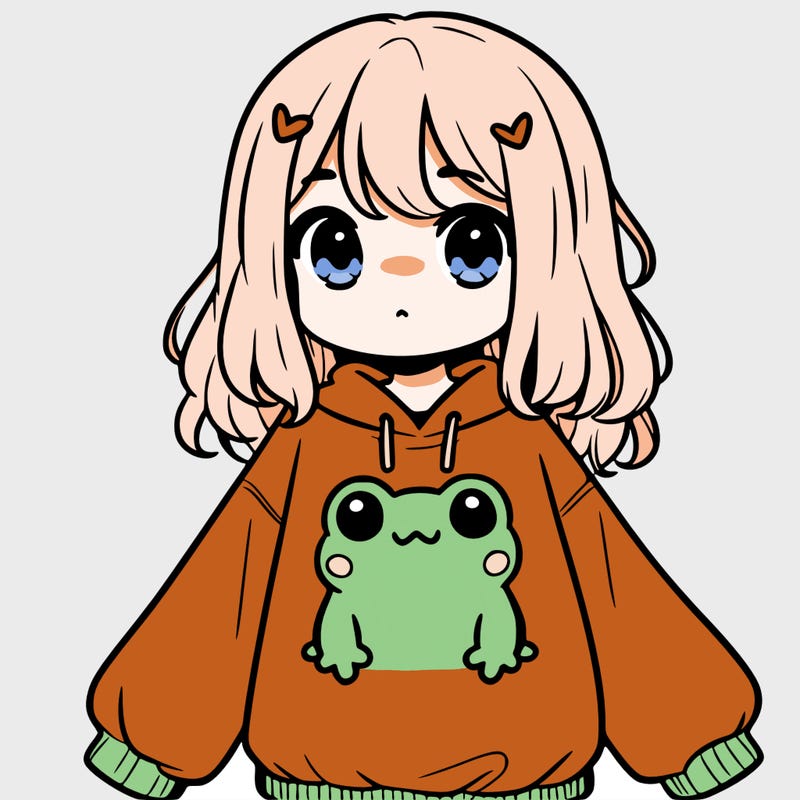 girl wearing frogging sweatshirt