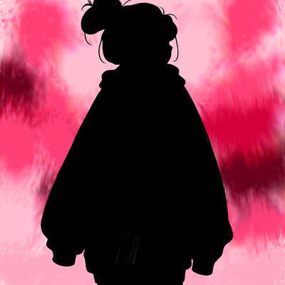 realistic girl with a oversized sweatshirt on and a bun