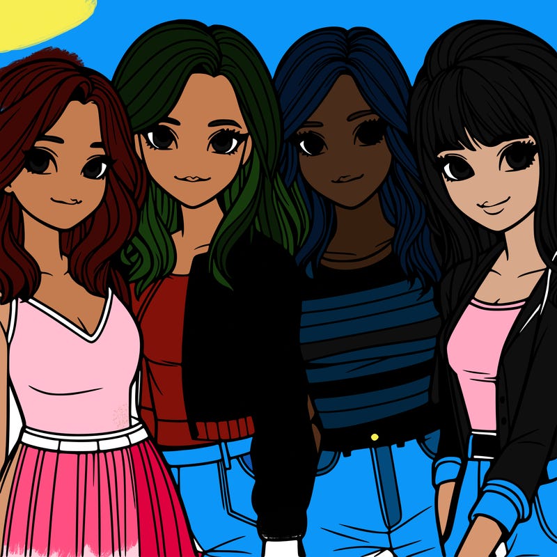 a group of girls realistic