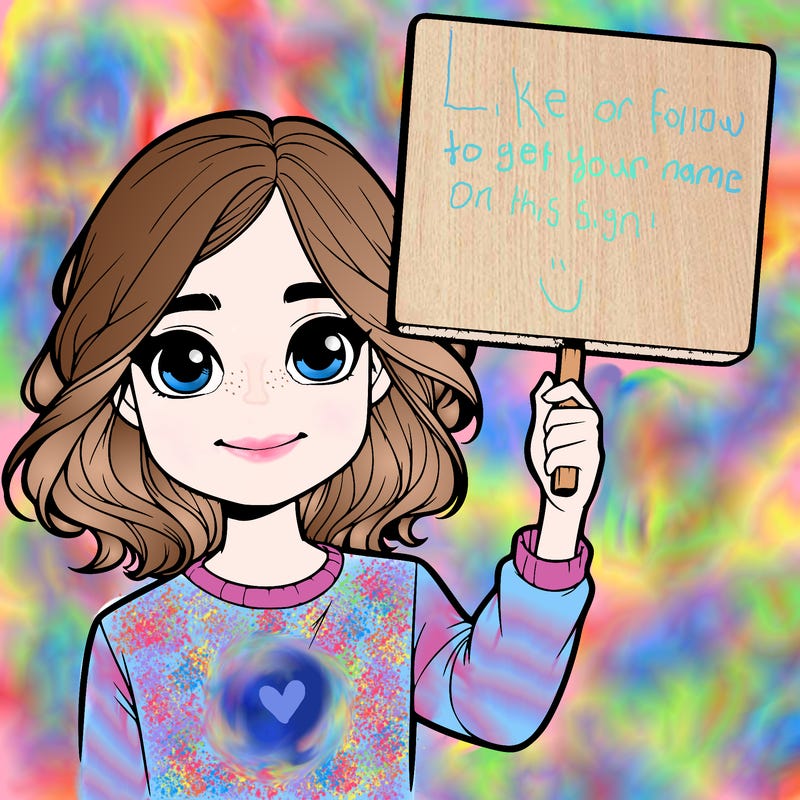 realistic girl holding up a sign
