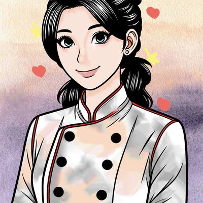 realistic asian woman cuisine chef