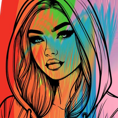 realistic beautiful woman with hoodie