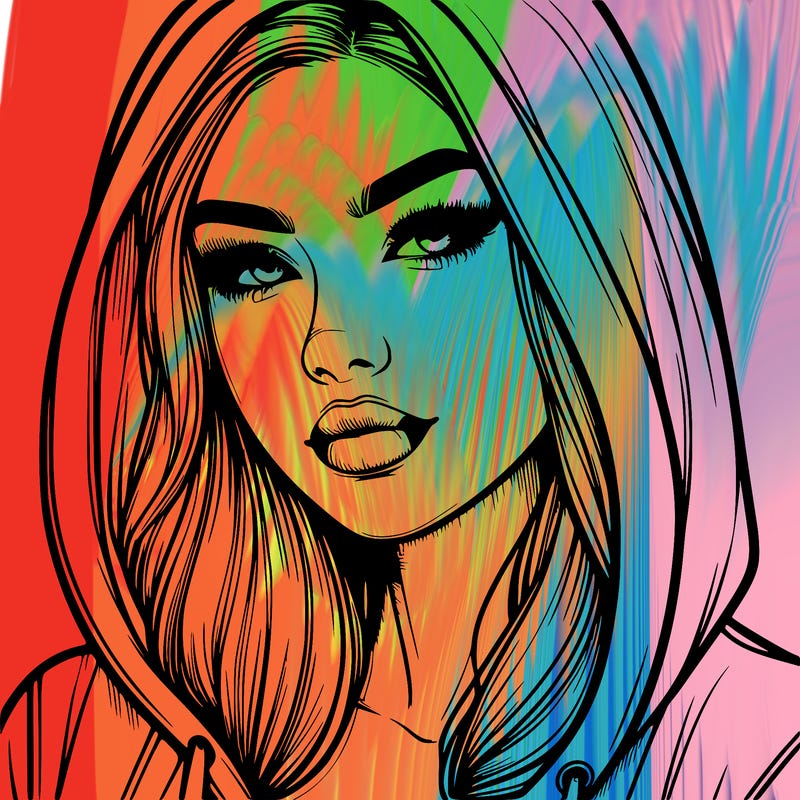 realistic beautiful woman with hoodie