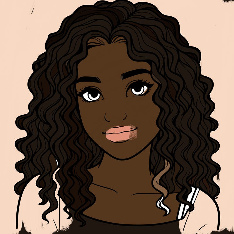realistic, teenage girl with curly hair