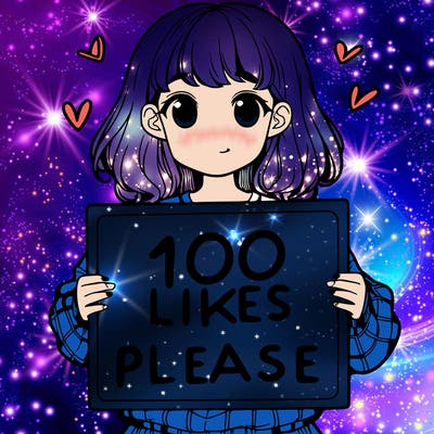 a girl holding a sign saying 100 likes please