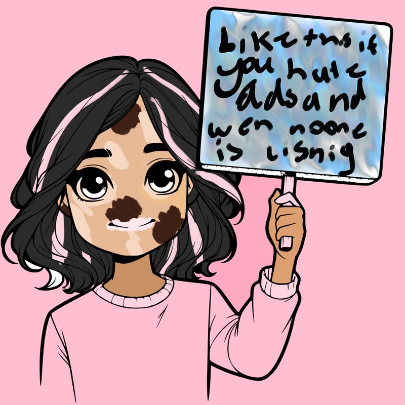 realistic girl holding up a sign