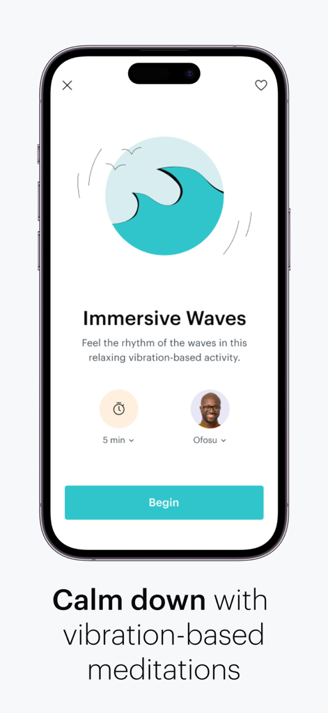 Balance: Meditation & Sleep - A smartphone screen displaying the Immersive Waves feature in the Balance meditation app for relaxation
